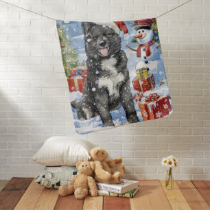 Akita Dog Winter Wonderland Christmas Joy Baby Blanket
