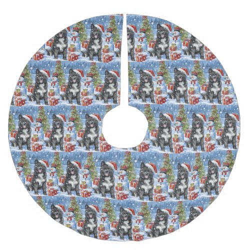 Akita Dog Winter Wonderland Christmas Joy Brushed Polyester Tree Skirt