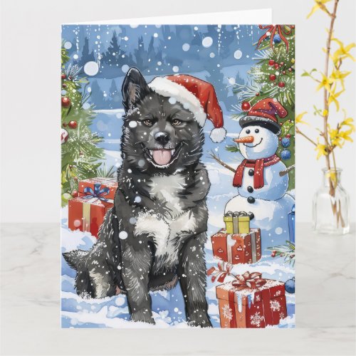 Akita Dog Winter Wonderland Christmas Joy Card