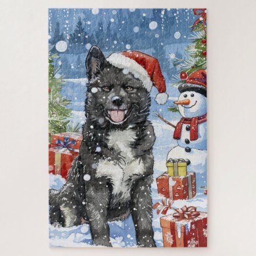 Akita Dog Winter Wonderland Christmas Joy Jigsaw Puzzle