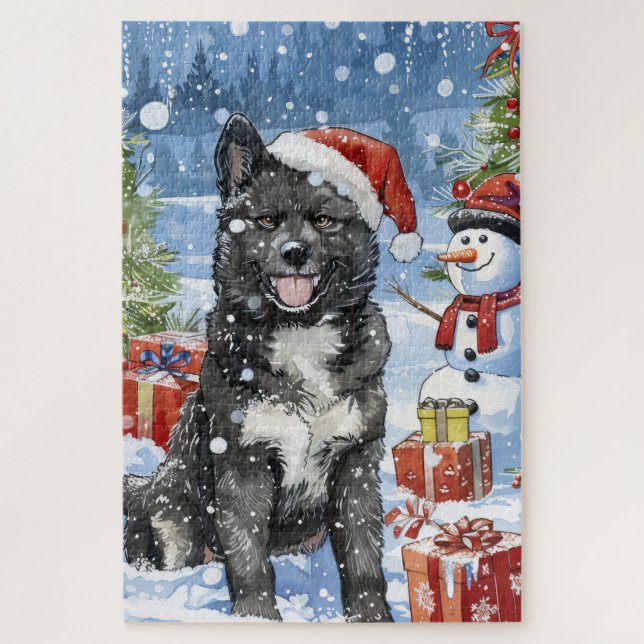 Akita Dog Winter Wonderland Christmas Joy Jigsaw Puzzle (Vertical)