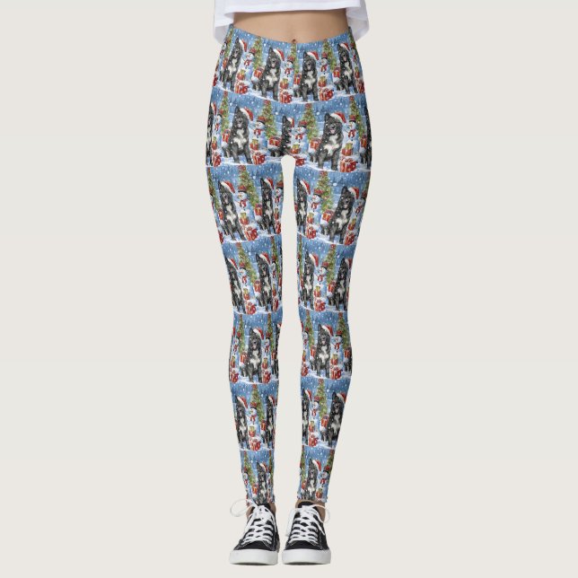 Akita Dog Winter Wonderland Christmas Joy Leggings (Front)