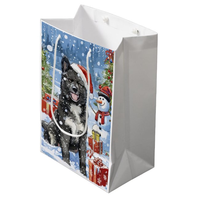 Akita Dog Winter Wonderland Christmas Joy Medium Gift Bag (Front Angled)
