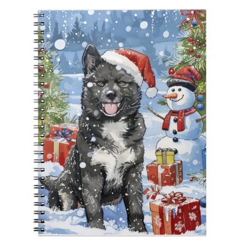 Akita Dog Winter Wonderland Christmas Joy Notebook