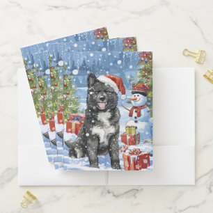 Akita Dog Winter Wonderland Christmas Joy Pocket Folder