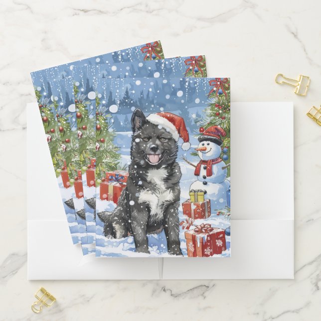 Akita Dog Winter Wonderland Christmas Joy Pocket Folder (In Situ)
