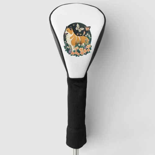 Akita Dog with Flower and Butterfly T Shirt Golf Head Cover