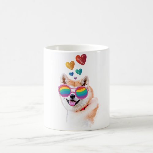 Akita Dog with Hearts Valentines Da Coffee Mug