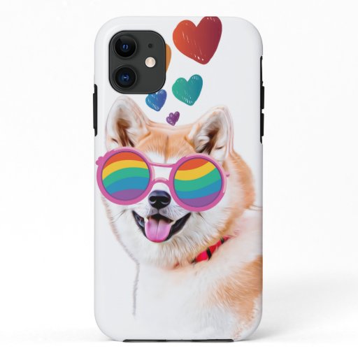 Akita Dog with Hearts Valentine's Day iPhone 11 Case
