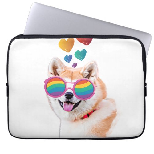 Akita Dog with Hearts Valentines Day  Laptop Sleeve