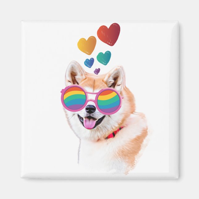 Akita Dog with Hearts Valentine's Day  Magnet (Front)