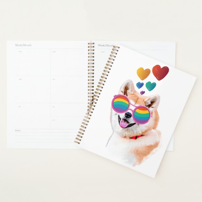 Akita Dog with Hearts Valentine's Day  Planner (Display)