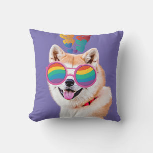 Akita Dog with Hearts Valentine's Day Throw Pillow