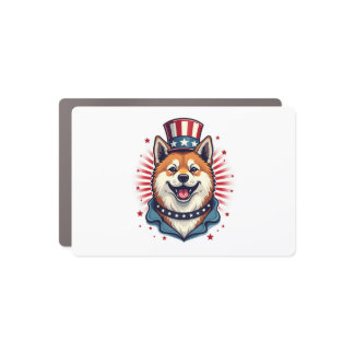 Akita dog with independence day  car magnet