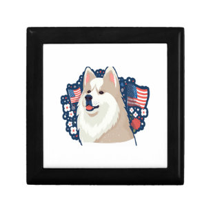 Akita dog with independence day theme gift box