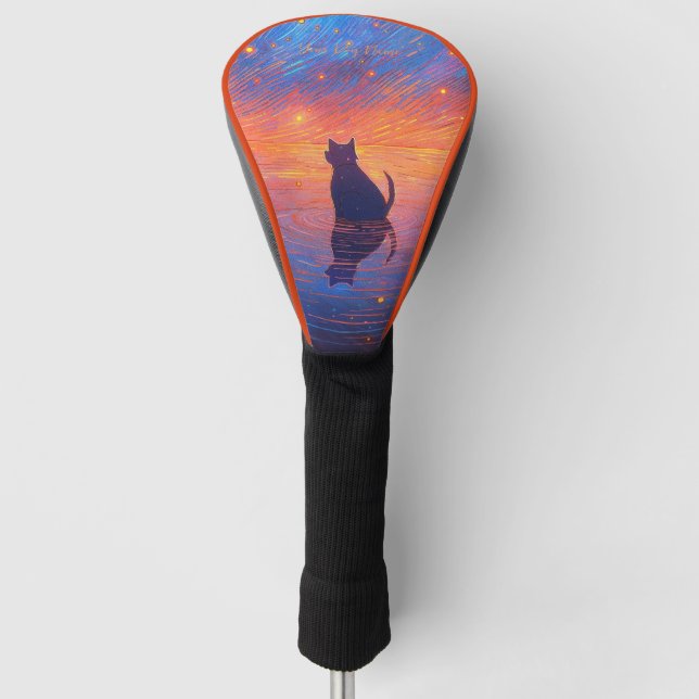 Akita dog with starry sky and water 003 golf head cover (Front)