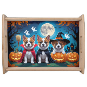 Akita Dogs Pumpkin Halloween Funny Serving Tray