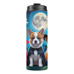 Akita Dogs Pumpkin Halloween Funny Thermal Tumbler