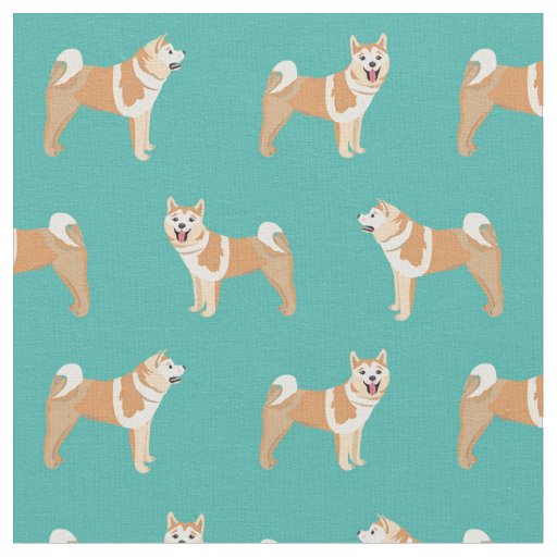 akita dogs turquoise fabric