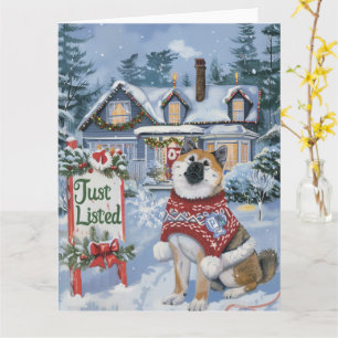 Akita Festive Humor Realtor Christmas Card