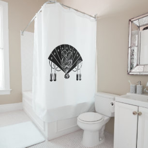 Akita folding fan shower curtain