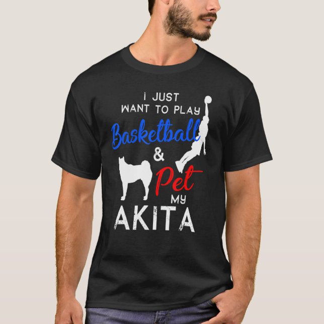 Akita Funny Basketball Dog Owner  Xmas T-Shirt (Front)