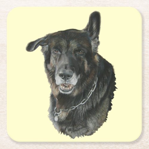 akita German shepherd mixed breed dog Square Paper Coaster