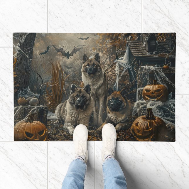 Akita Halloween Night Doggy Delight  Doormat (Indoor)