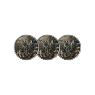 Akita Halloween Night Doggy Delight Golf Ball Marker