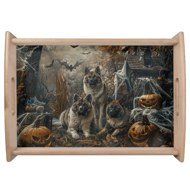 Akita Halloween Night Doggy Delight  Serving Tray (Front)