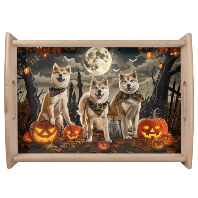 Akita Halloween Spooky Serving Tray (Front)