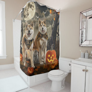 Akita Halloween Spooky Shower Curtain