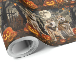 Akita Halloween Spooky Wrapping Paper