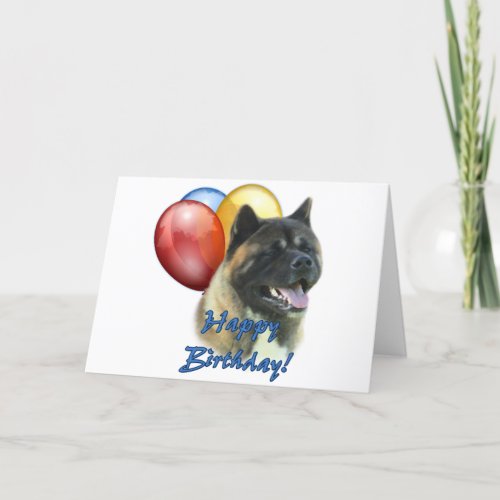 Akita Happy Birthday Balloons Card