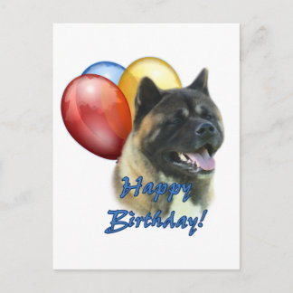 Akita Happy Birthday Balloons Postcard