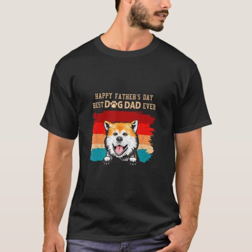 Akita Happy Fathers Day Vintage Akita Best Dog Da T_Shirt