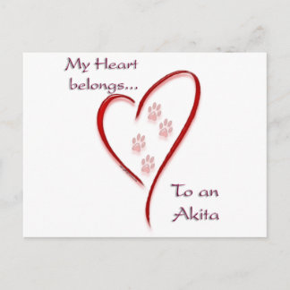 Akita Heart Belongs Postcard