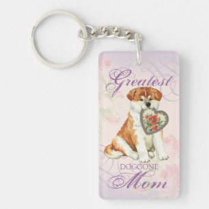 Akita Heart Mom Keychain