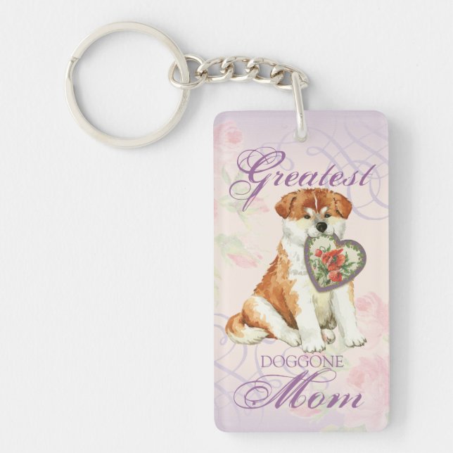 Akita Heart Mom Keychain (Front)