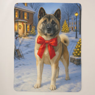 Akita Holiday Sherpa Blanket