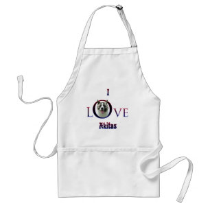 Akita I Love Adult Apron