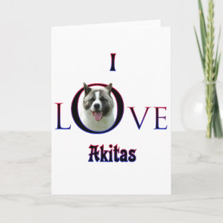 Akita I Love Holiday Card