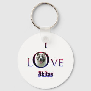 Akita I Love Keychain