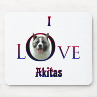 Akita I Love Mouse Pad