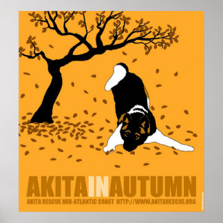 Akita In Autumn (30" x 32.5") Poster
