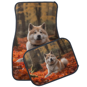 Akita in Autumn Leaves Fall Inspired Car Floor Mat