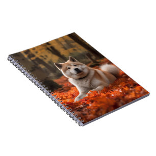 Akita in Autumn Leaves Fall Inspired Notebook