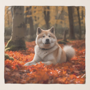 Akita in Autumn Leaves Fall Inspired Scarf