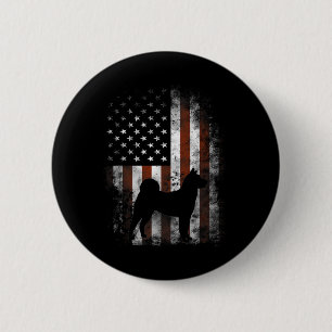 Akita Inu American Flag Patriotic 4th Of July  Button