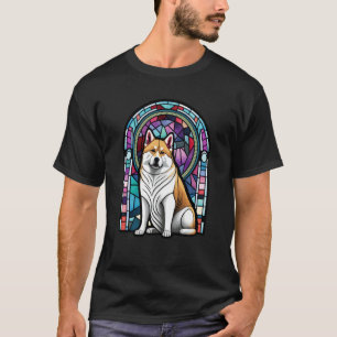 Akita Inu Colorful Stained Glass Pop 4 T-Shirt